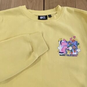 MTV Logo Yellow Crew Neck Sweatshirt Size Large 80's Y2K Music Televisión